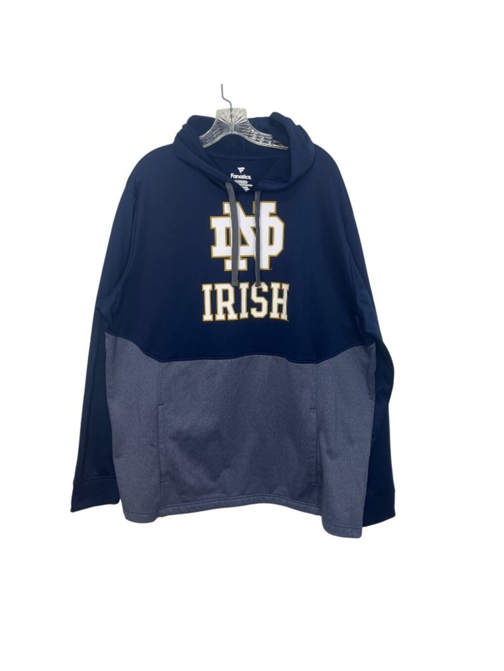 Notre Dame Irish Fanatics Pullover Hoodie Sweatshirt Mens 2XL Blue Gray Fanwear